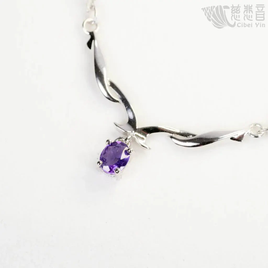 紫水晶銀項鏈（小）