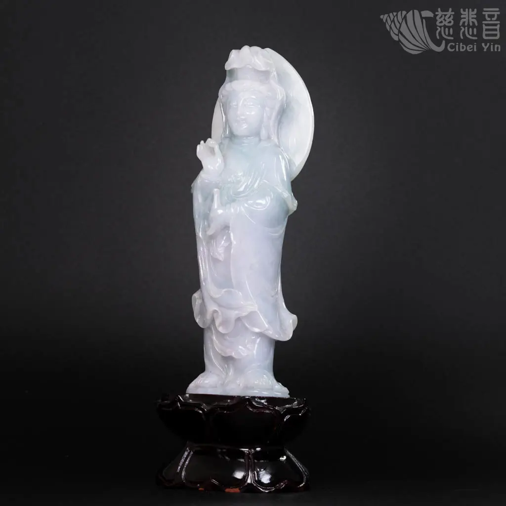 白翡翠観音像 翡翠宝珠观音立像- 菩提禅修学院