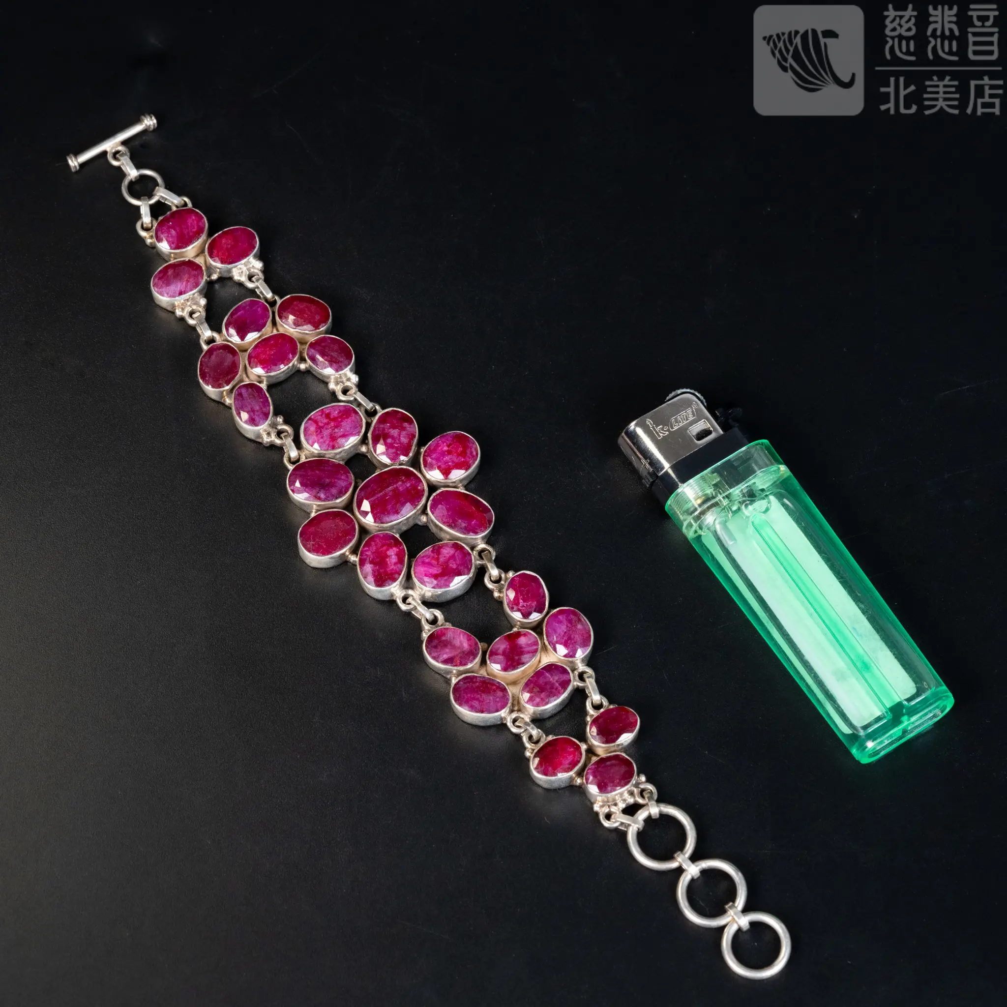Vintage Ruby Sterling Silver Bracelet