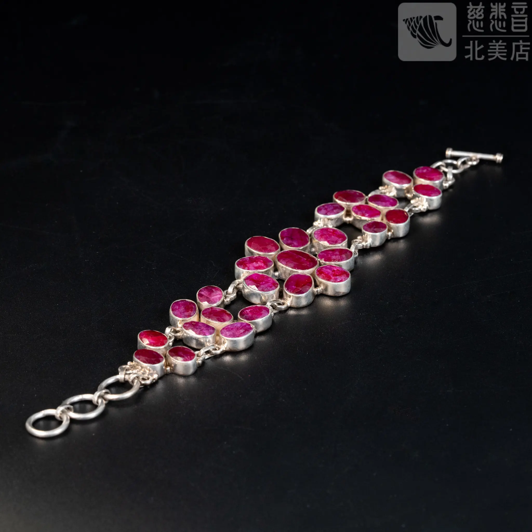 Vintage Ruby Sterling Silver Bracelet
