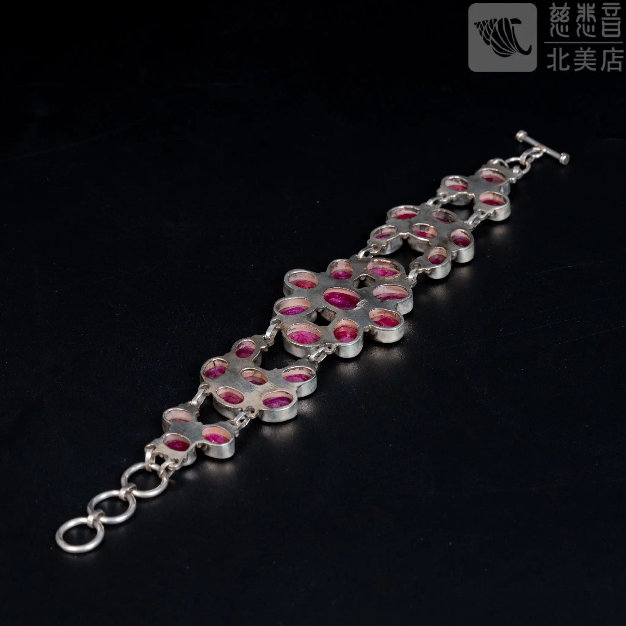 Vintage Ruby Sterling Silver Bracelet