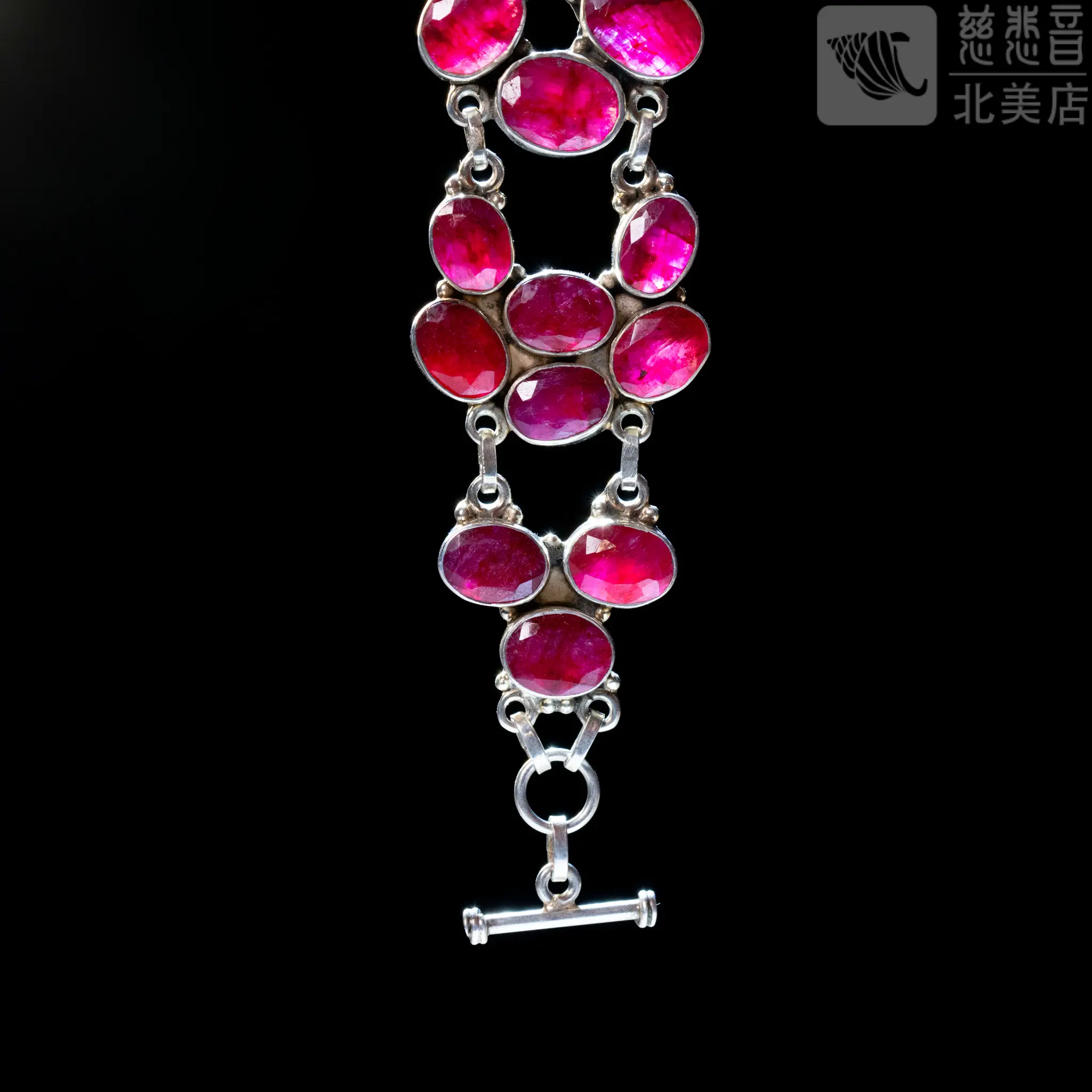 Vintage Ruby Sterling Silver Bracelet