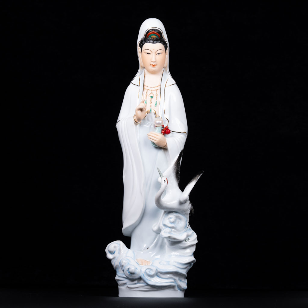 Ceramic Painted Guanyin Statue