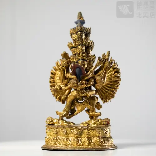 Qing Dynasty Gilt-Bronze 32-Arm Chakrasamvara Statue